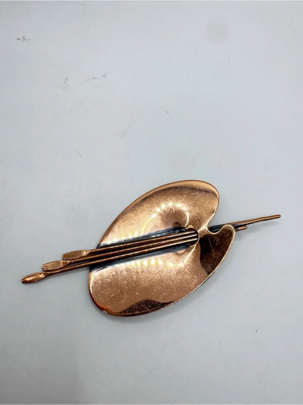 Renoir vintage copper artist’s palette large brooch pin